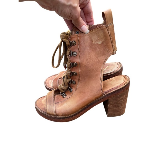 Free People Brown Lace-Up Boots with Rustic Charm - Picture 2 of 5